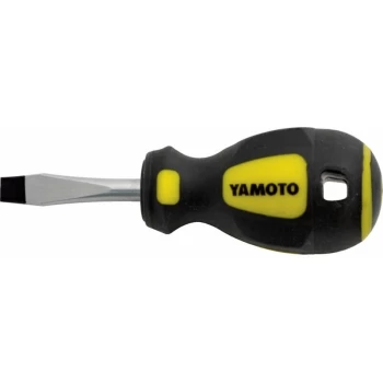 Image of Tri-line Stubby Flat Head Screwdriver, 6.0MM Flared Tip, 37MM Blade - Yamoto