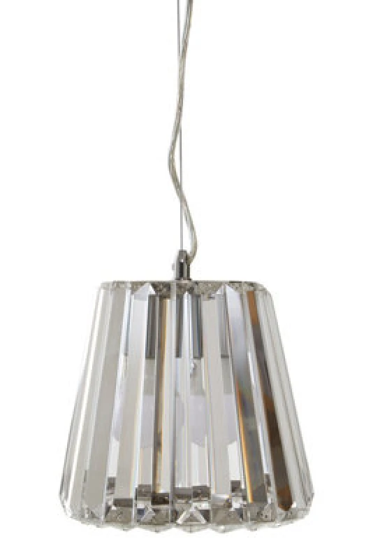 Image of Orsina Chrome Pendant Light, Cone-Shaped Crystal Glass Ceiling Fixture, Contemporary One Bulb Hanging Light