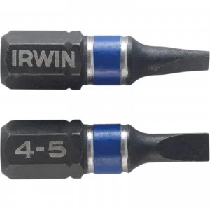 image of Irwin Impact Slotted Screwdriver Bits 4.5mm 25mm Pack of 2