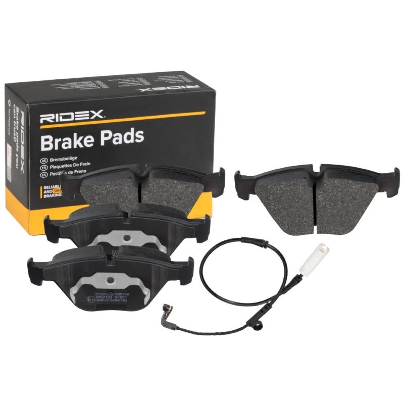 Image of RIDEX 402B1765 Brake pad set Front Axle, incl. wear warning contact, with piston clip Brake Pad Set,disc brake (402)
