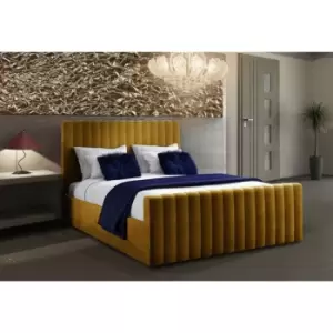 image of Keesa Bed Small Double Plush Velvet Mustard