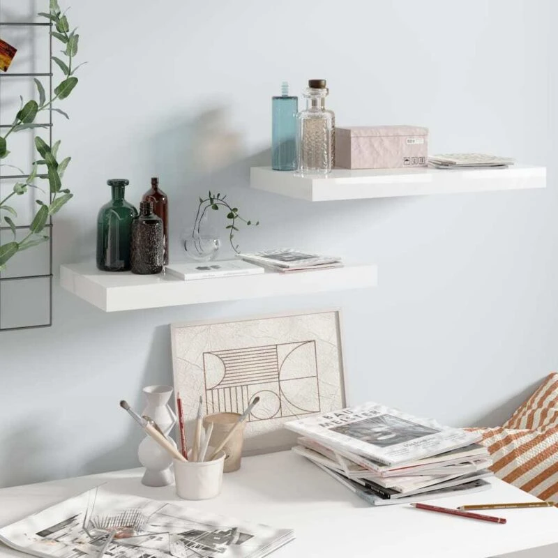 Image of VIDAXL Vidaxl - Floating Wall Shelves 2 pcs High Gloss White 50x23x3.8cm mdf 8720286073773
