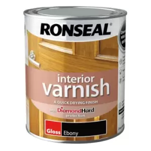 image of Ronseal Interior Wood Varnish - Ebony - Gloss - 750ml - Ebony