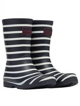 Image of Joules Boys Stripe Roll Up Wellies - Navy