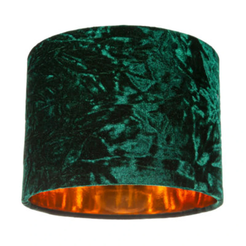 Image of Happy Homewares Modern Green Crushed Velvet 8 Table/pendant Lampshade With Shiny Copper Inner
