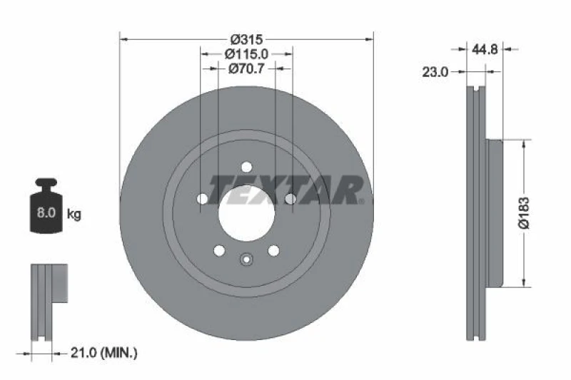 Image of Brake disc TEXTAR 92305603