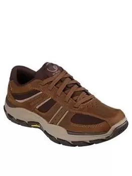 Image of Skechers Respected Bike Toe Lace Up Shoe, Brown, Size 11, Men
