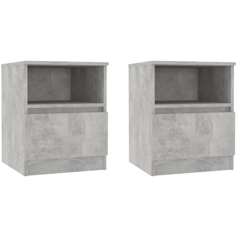 Image of VIDAXL Bed Cabinets 2 pcs Concrete Grey 40x40x50cm Engineered Wood Vidaxl 8720286557716