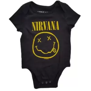 Image of Nirvana - Yellow Smiley Kids 12 Months Baby Grow - Black