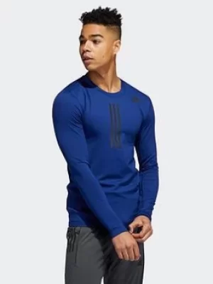 Image of adidas Compression Warm Long-sleeve Top, Blue, Size 2XL, Men