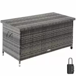 image of Tectake Garden Storage Box Kiruna - Outdoor Furniture Cushion Storage 120X55X61.5cm, 270L Grey