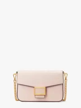 image of Kate Spade Katy Textured Leather Flap Chain Crossbody, Mochi Pink, One Size