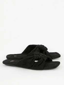 image of Evans Extra Wide Fit Noko Square Toe Sandals - Black, Size 4, Women