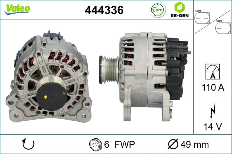 Image of VALEO 444336 Generator VALEO RE-GEN REMANUFACTURED Alternator Charging Current: 110A, Voltage: 14V Alternator (4)