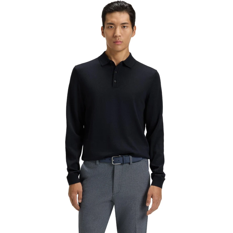 Image of Boss Mens Lancione Long-Sleeve Polo Dark Blue male S