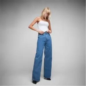 image of Missguided Premium High Waisted Parallel Jeans - Blue