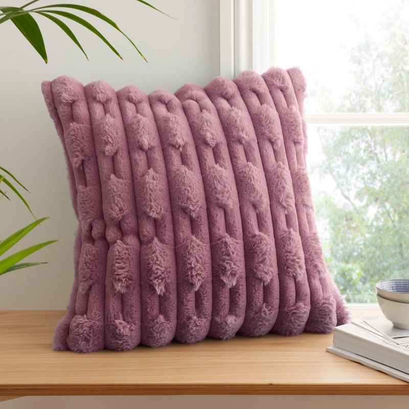 Image of Bianca So Soft Carved Faux Fur Square Cushion