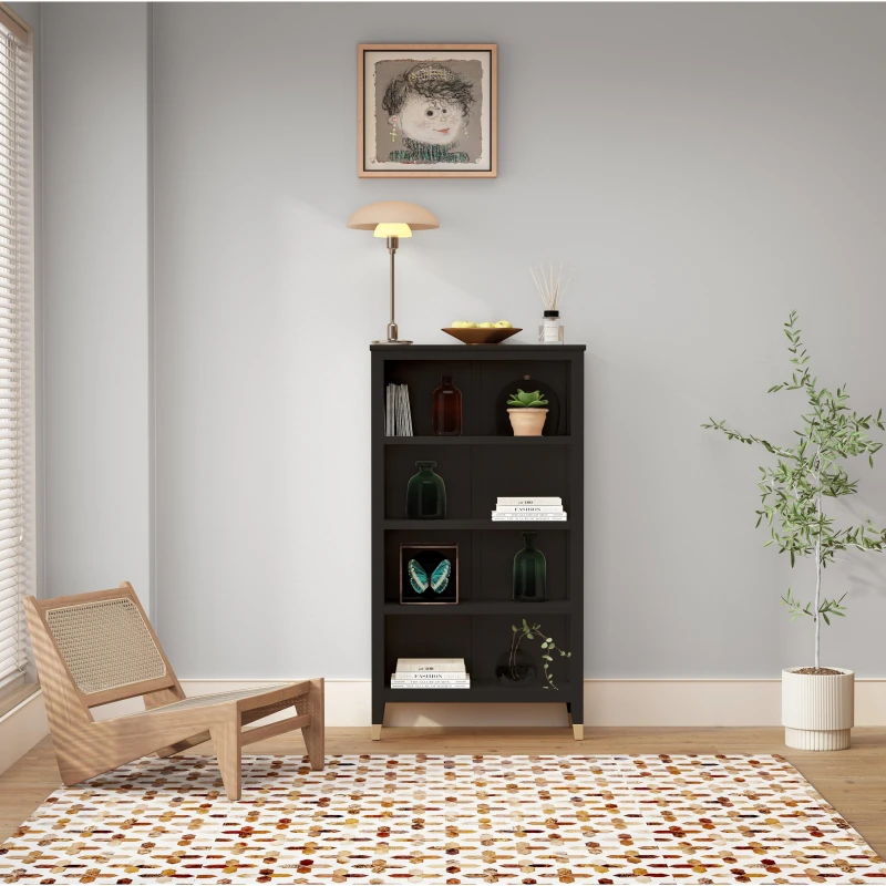 Image of Cabinet Bits Palazzi 4 Tier Bookcase H127 W69 D25cm in Black Unisex