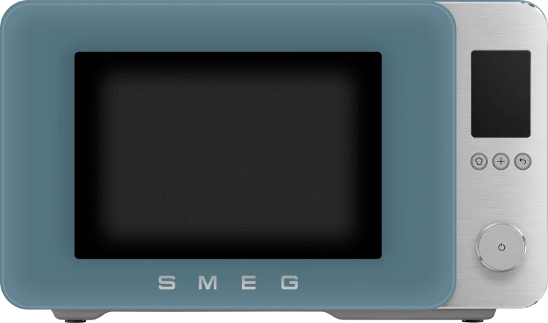 Image of Smeg Collezione MOC02SBMUK 27 Litre 30cm High, Freestanding Small Combination Microwave Oven - Storm Blue