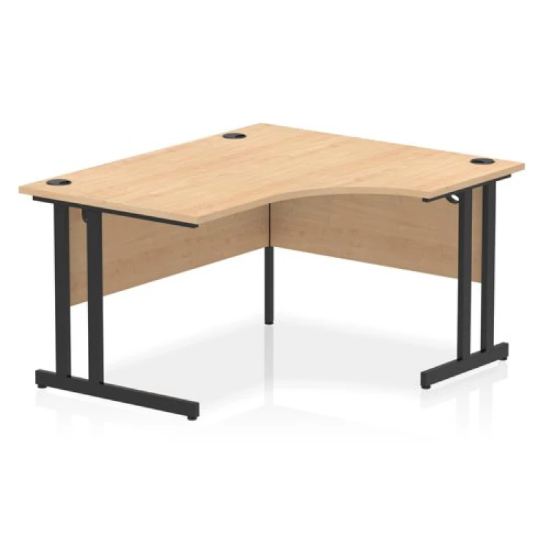 Image of Impulse Impulse 1400mm Right Crescent Office Desk Maple Top Black Cantilever Leg ICDRC14BMPE