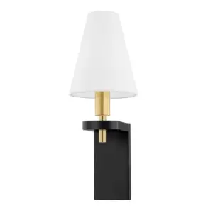 Image of Dooley 1 Light Wall Sconce Aged Brass, Linen, 2700K