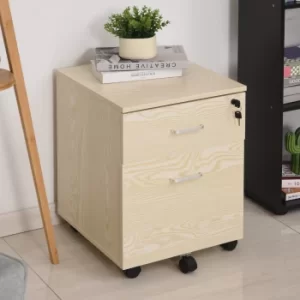 Image of Vinsetto 2-Drawer Locking Office Filing Cabinet w/ 5 Wheels Rolling Storage Hanging Legal Letter Files Cupboard Home Organisation Oak Brown