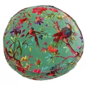 image of Paoletti Paradise Round Polyester Filled Cushion Cotton Aqua