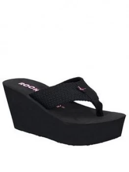 image of Rocket Dog Diver Webbing Platform Wedge Flip Flop - Black