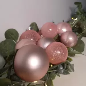 image of Decoris Luxury 42 Piece Blush Pink Glass Baubles Set