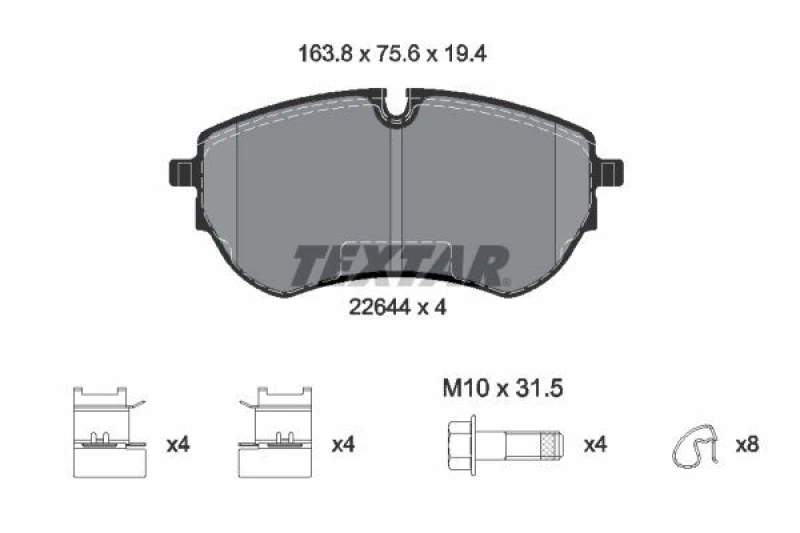 Image of Brake pad set TEXTAR 2264401