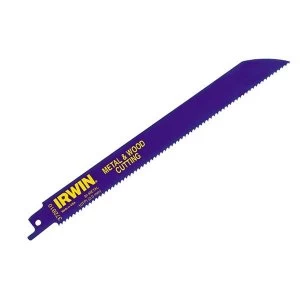 Image of IRWIN Sabre Saw Blade 810R 200mm Metal & Wood Cutting Pack of 2