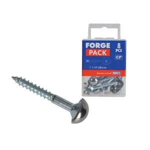 Image of ForgeFix Mirror Screw Chrome Domed Top Slotted ZP 1.1/2in x 8 Forge Pack 8