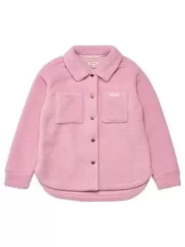 Image of Barbour Girls Sienna Fleece Overshirt Jacket - Light Pink Dahlia