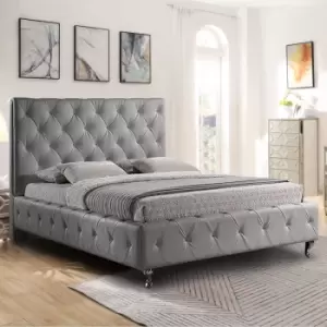 image of Barella Bed King Plush Velvet Grey