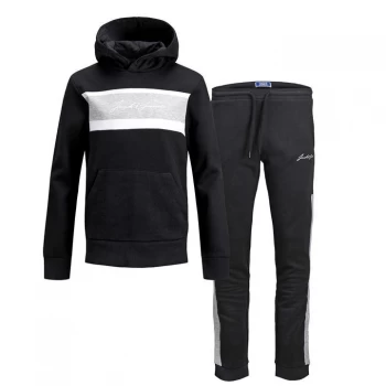 image of Jack and Jones Fleece Hooded Tracksuit Junior - Black