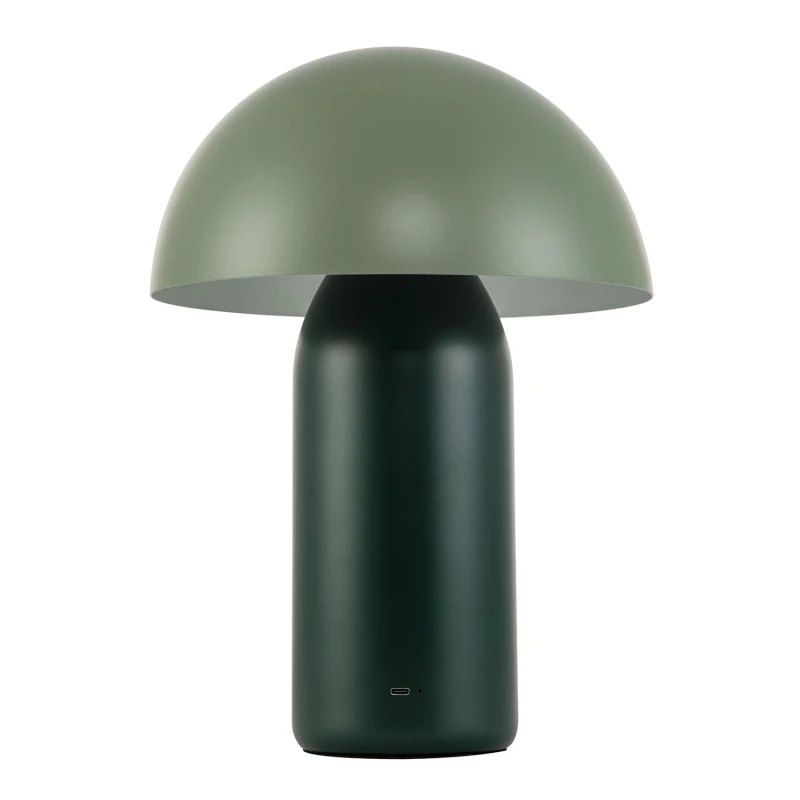 Image of Happy Homewares Modern Rechargeable Mushroom Table Lamp with Touch Dimmer Button in Dark Green Size: 10" Dark Green Unisex 10"