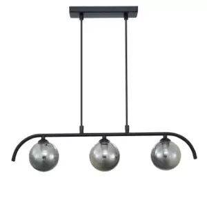 image of Contemporary Bar Pendant Ceiling 3 Light Black, Glass