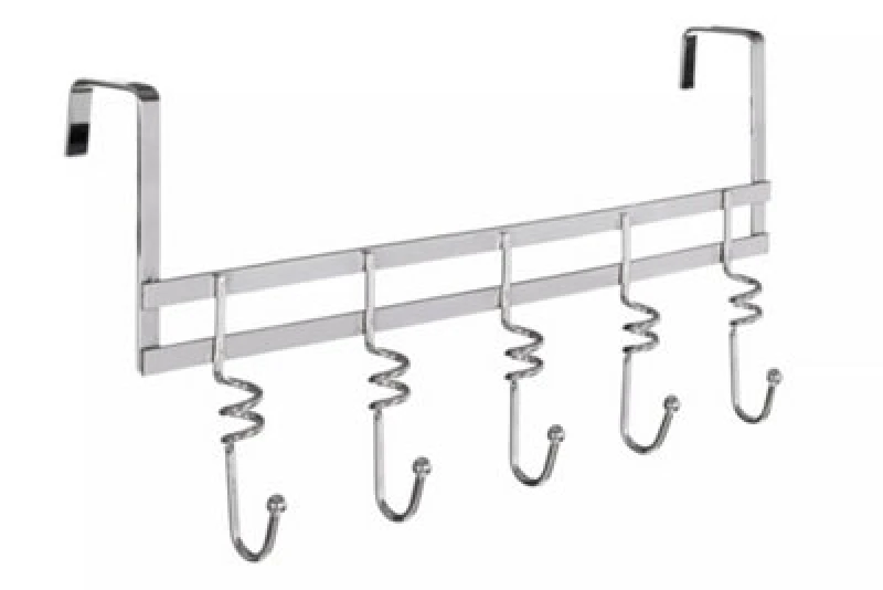 Image of Premier Housewares Swirl Over Door 5 Hook Hanger Silver
