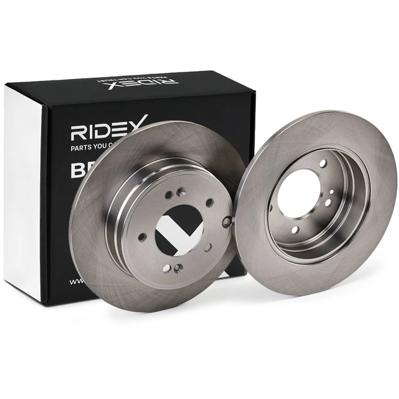 Image of RIDEX 82B0585 Brake disc Rear Axle, solid, Cast Iron, Uncoated, Untreated, without bolts/screws Cast Iron Brake Disc (82)