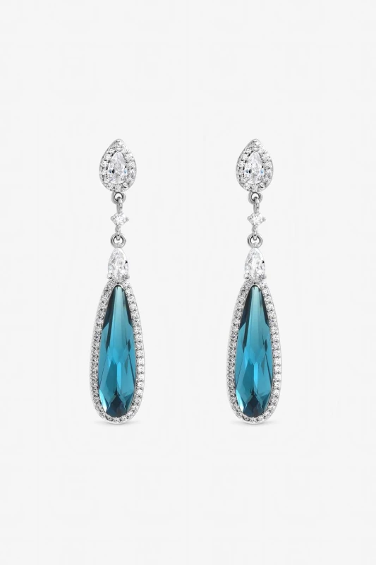 Image of Jon Richard Womens Silver Plated & Tanzanite Pear Drop Earrings Silver Female One Size