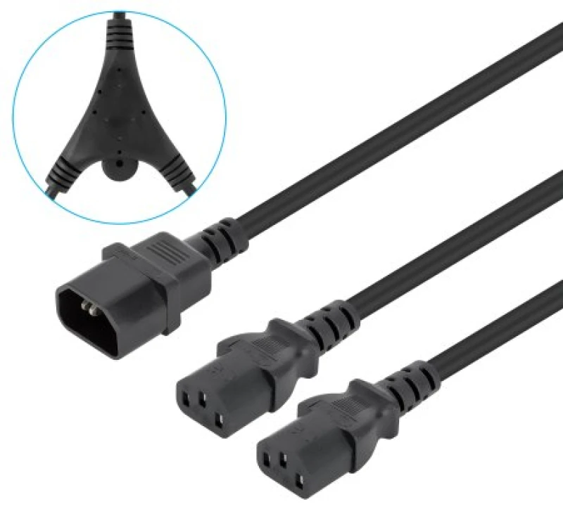 Image of Manhattan Dual Power Cord with Two C13 Females to C14 Male. 10 A. 250