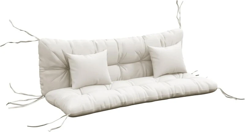 Image of Outsunny Outdoor Back and Seat Cushion with Pillows, White 84G-356V70WT