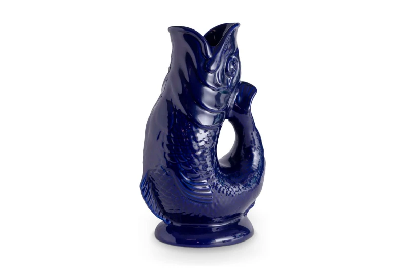 Image of Wade Albert White Wade Fish Jug Cobalt