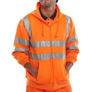 Image of BSeen Sweatshirt Hooded Hi Vis Polyester Pockets 2XL Orange Ref