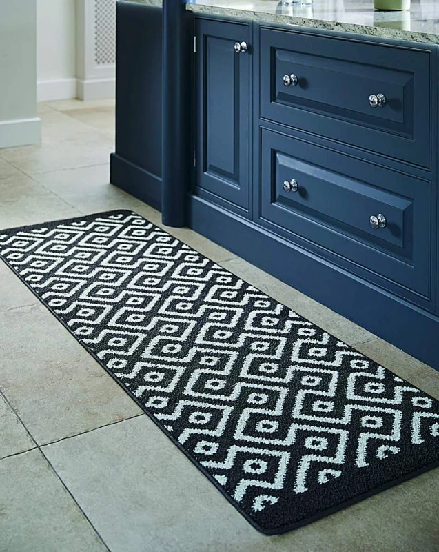 Image of Origins Geo Stain Resistant Cosy Runner Charcoal 65X200 LO39902