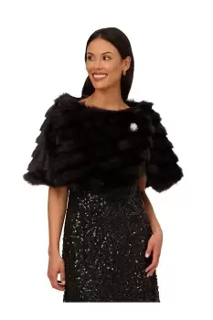 image of Faux Fur Brooch Coverup