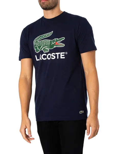 Image of Lacoste Logo Graphic T-Shirt Blue Marine L