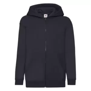 Image of Fruit Of The Loom Childrens/Kids Unisex Hooded Sweatshirt Jacket (9-11) (Deep Navy)