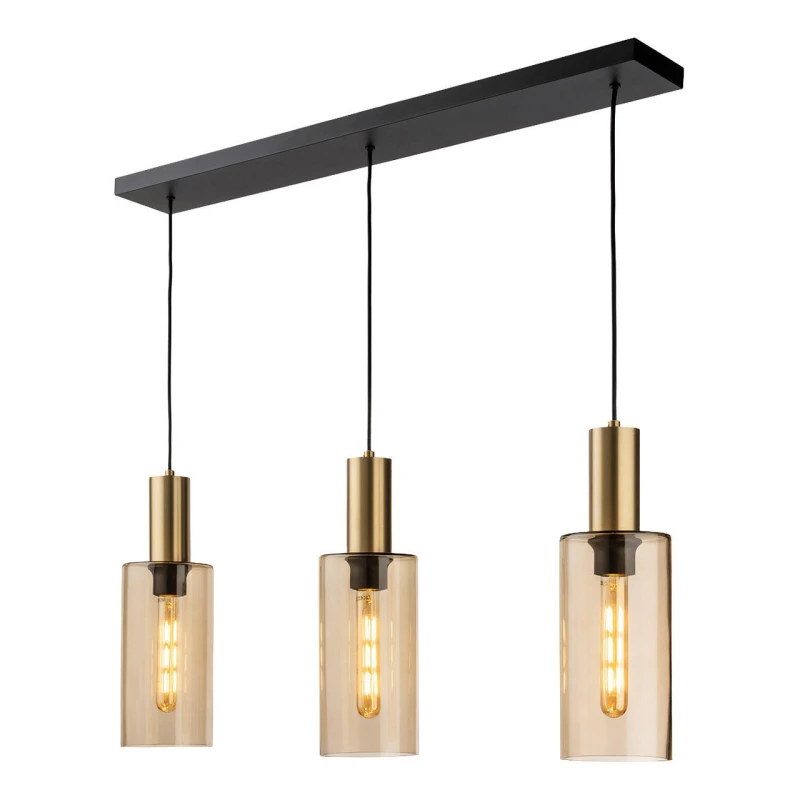 Image of Firstlight Rimini 3-Light Pendant Light Amber in Satin Brass