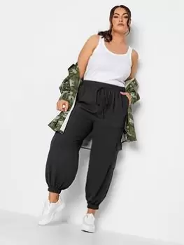 image of Yours Smart Woven Joggers Black, Size 26-28, Women